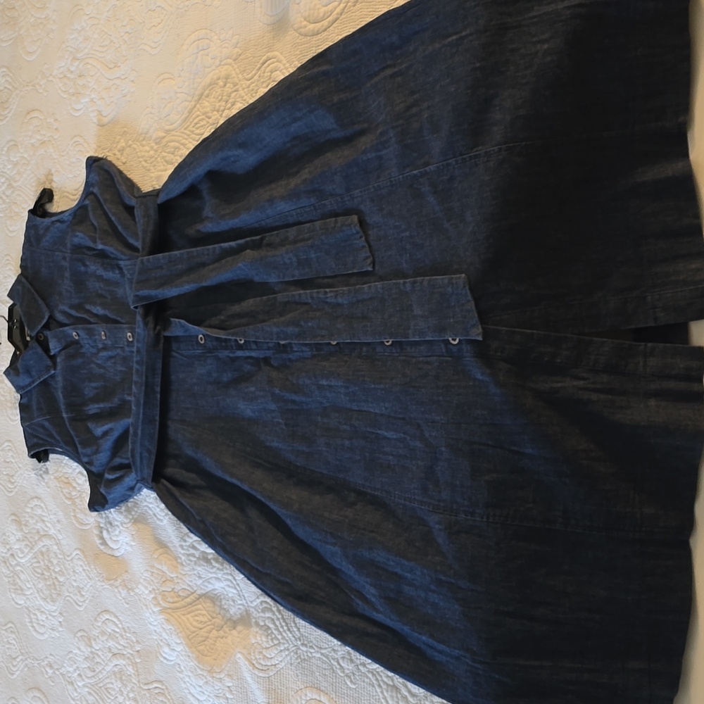 Anne Klein Sleeveless Shirt Midi Indigo Dress, Sz 12 NWT - Picture 5 of 8